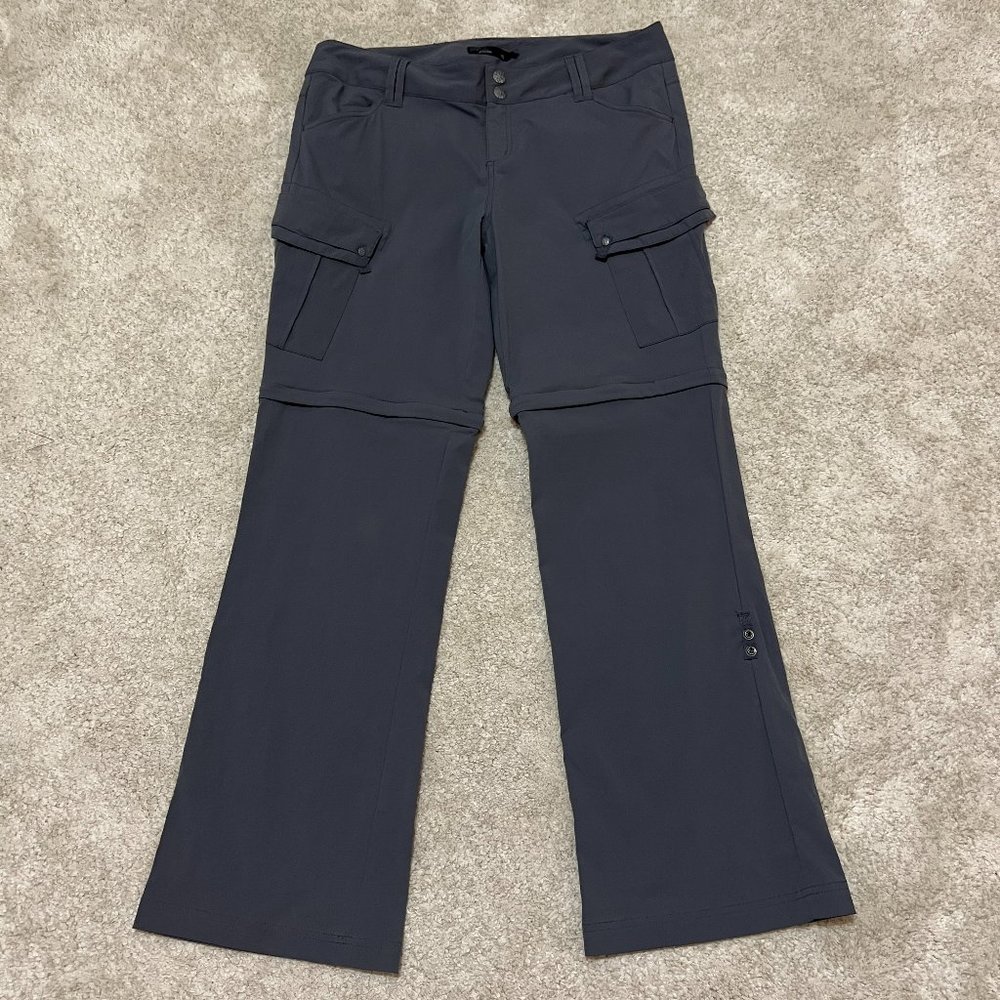 Prana Convertible Pants Size 10 Womens Gray Zip Off Hiking Outdoor Pockets